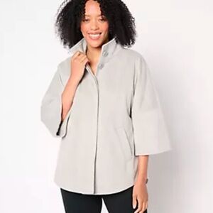 NWT size small Dennis Basso Herringbone Jacket with Capelet Sleeves
